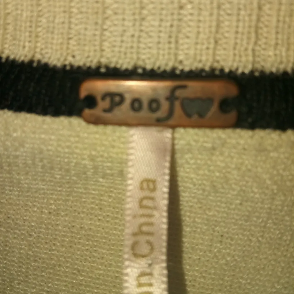 Poof M Academia Classic Creme & Black Trim Cardigan Sweater - Image 2