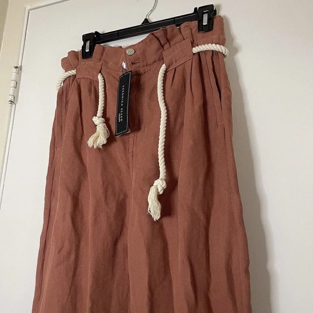 NEW! Veronica Beard Karter Paperbag Linen Blend Casual Crop Pants US 4 - Image 3