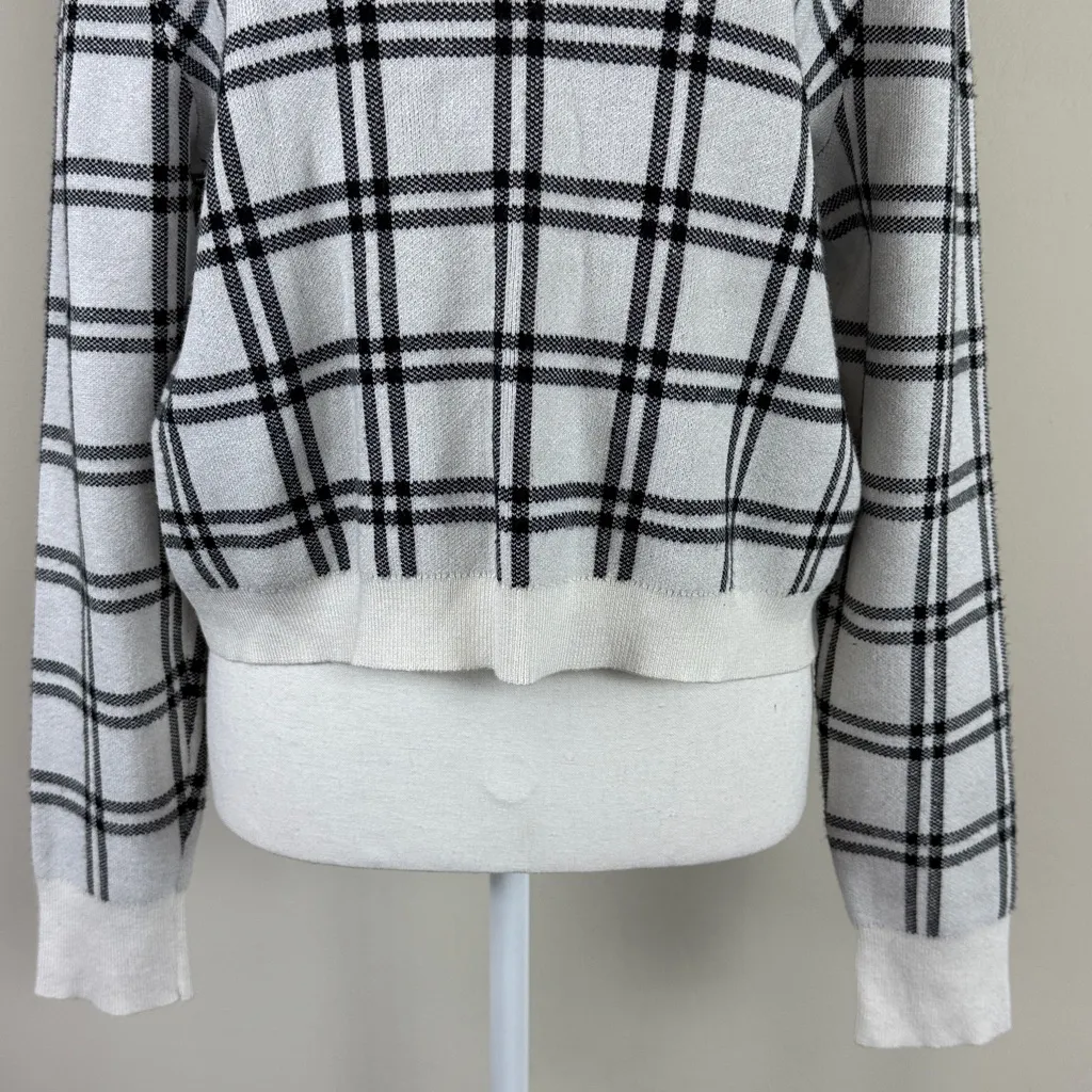 Abercrombie &‎ Fitch Plaid Knit Pullover Turtleneck Sweater Black & White Sz XL - Image 4