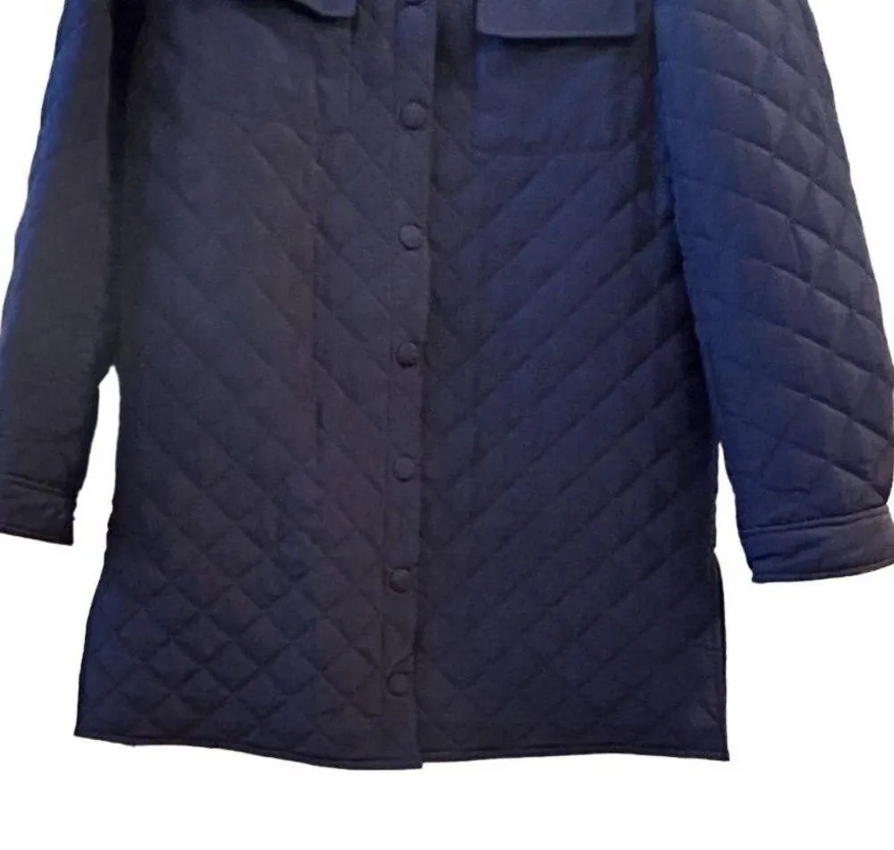 Jones New York Women's Quilted Pea Coat Navy Blue Double-Breasted Size S - Image 14