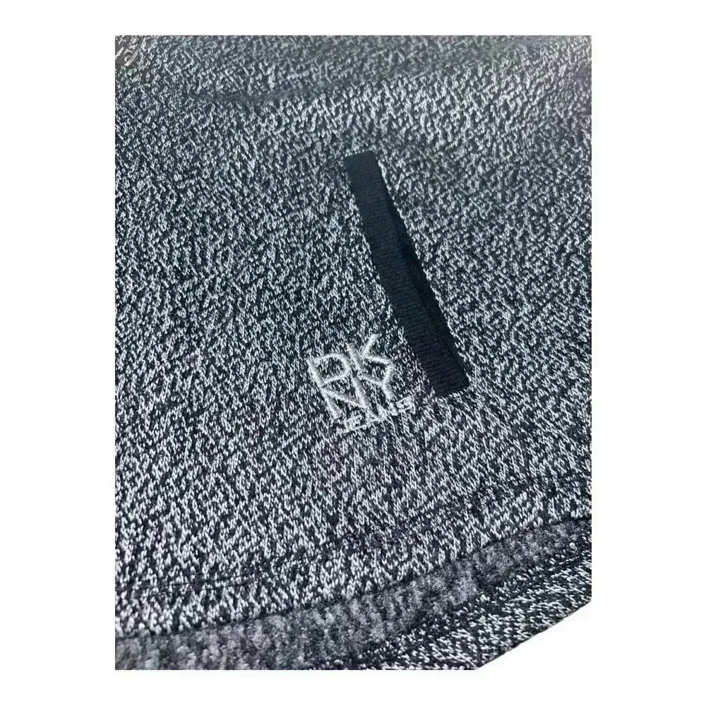 DKNY Womens Hooded Jacket Gray Black Space Dye Zip Up Faux Fur Lined Pockets S - Image 5