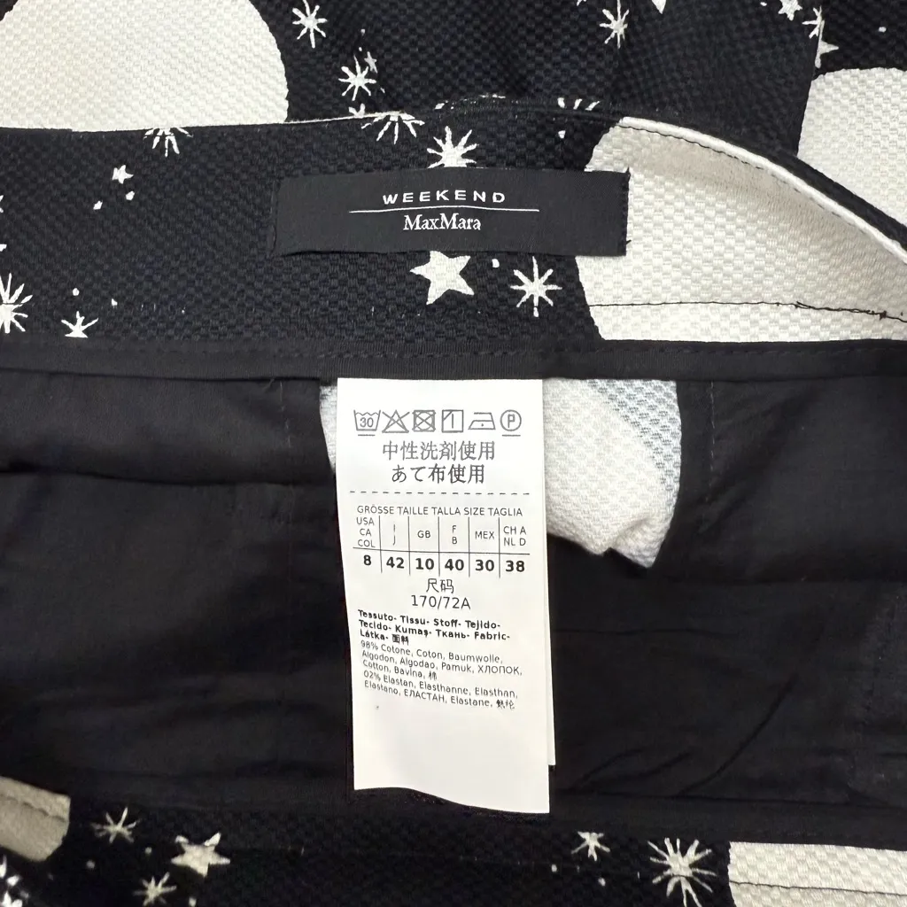 Weekend Max Mara Black & White Celestial Print Bermuda Short size 8 - Image 6