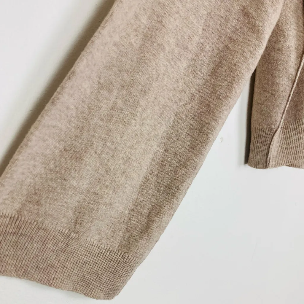 ATM tan wool cashmere blend mock neck sweater w/ wide sleeves & ribbed detail Brown - Image 3