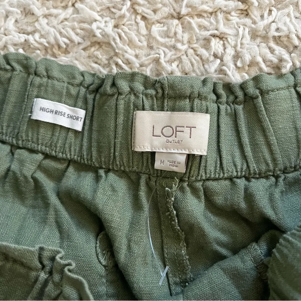 loft army green high rise paperbag shorts size medium - Image 2
