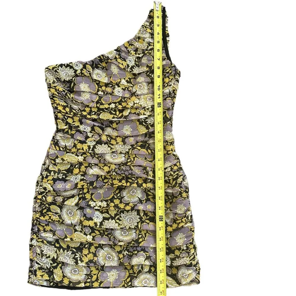 NEW Zara Floral Ruched One Shoulder Mini Dress Cocktail Party Size Small NWT - Image 8