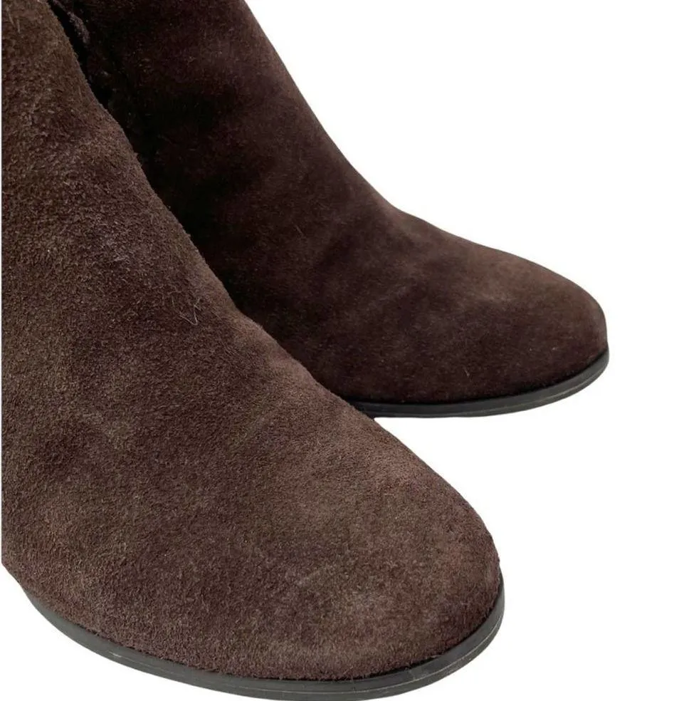 Jack Rogers Wedge Ankle Bootie Emery Dark Espresso Scalloped Trim Suede Size 6 - Image 3