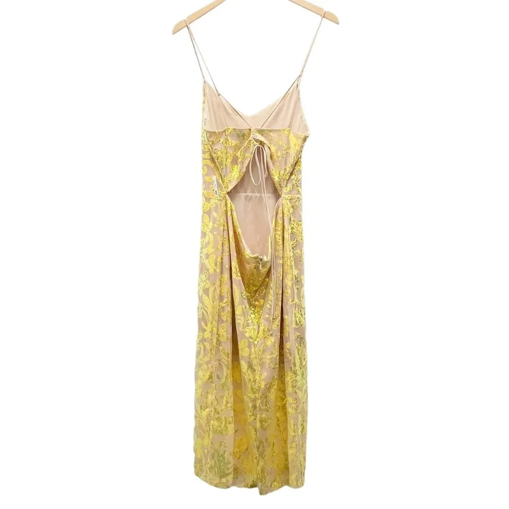 NWT Bebe Sparkle Mesh Midi Dress Lime Gold Sequin Slip Dress Women’s Size XL NEW - Image 4