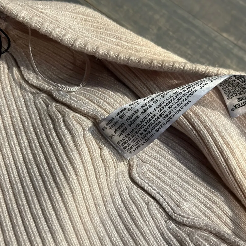 Zara Knit Bolero‎ Womens Creme Ribbed Arm Warmers Cropped - Image 5