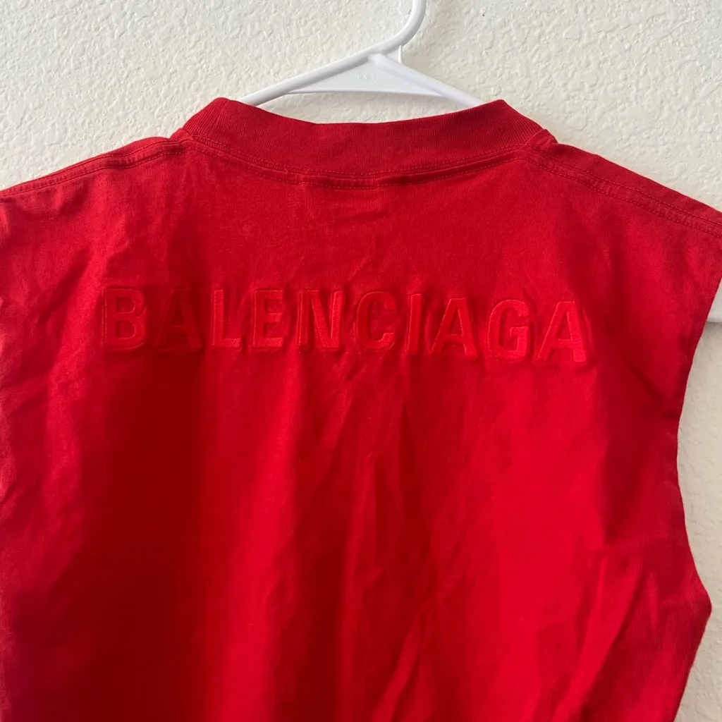 Balenciaga Embossed Red Tank kids Sz 8‎ fits XS - Image 6