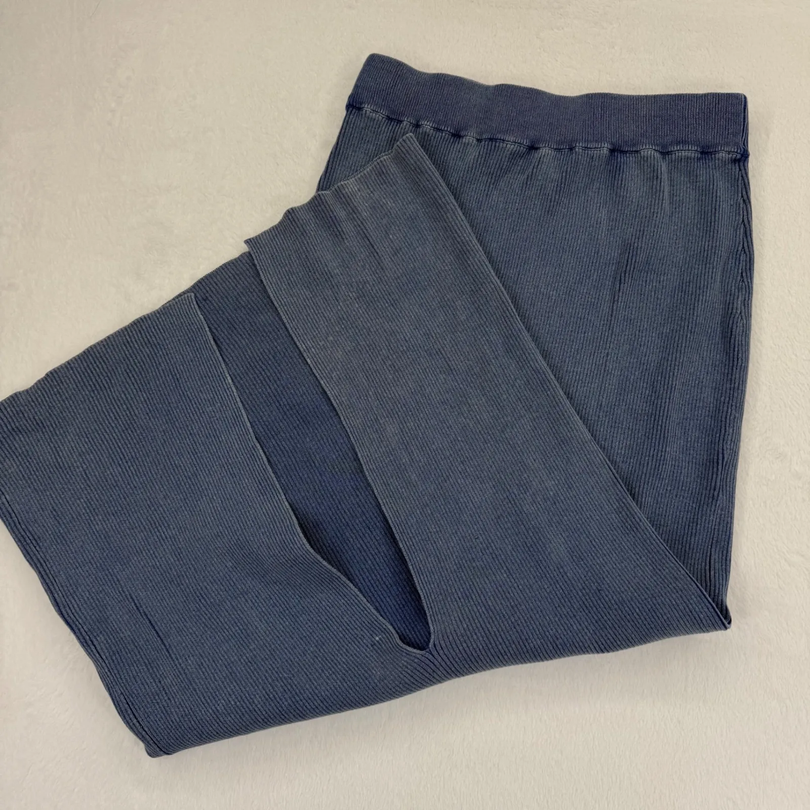 House of Harlow 1960 Ribbed‎ Knit Maxi Skirt Blue Cotton Blend Womens Medium - Image 4