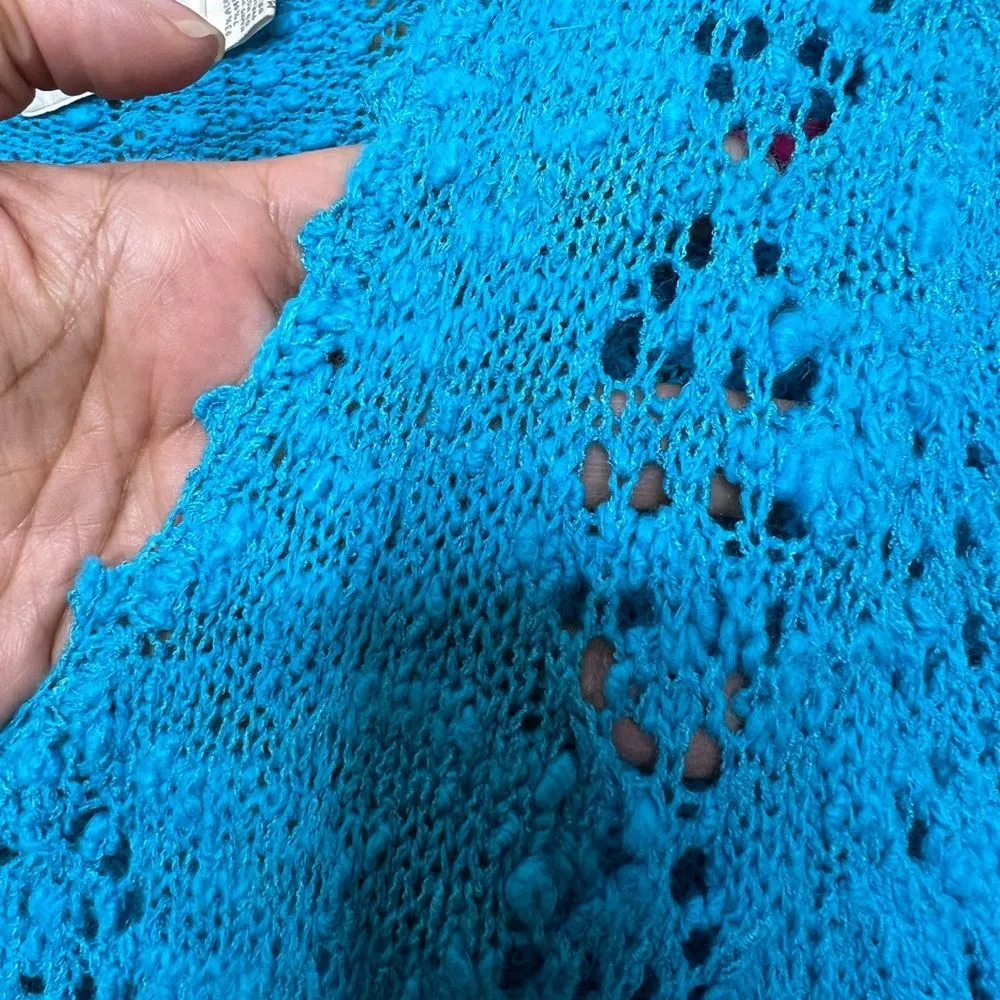 Vintage Marisa Christina Elegant Nubby Knit Blue Sweater Dress L Secretary Retro Size L - Image 7