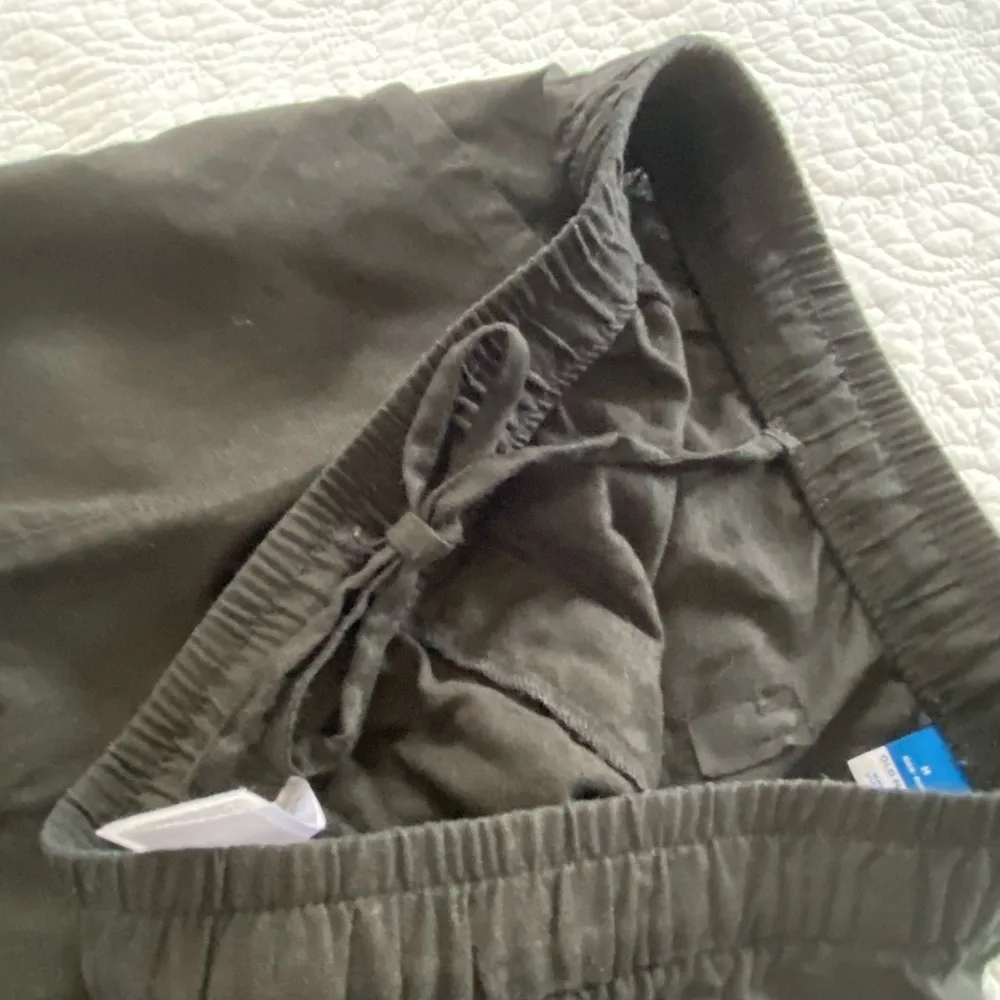 Old Navy High Waist Shorts Black Linen Blend Stretch Waist Drawstring Size M - Image 6