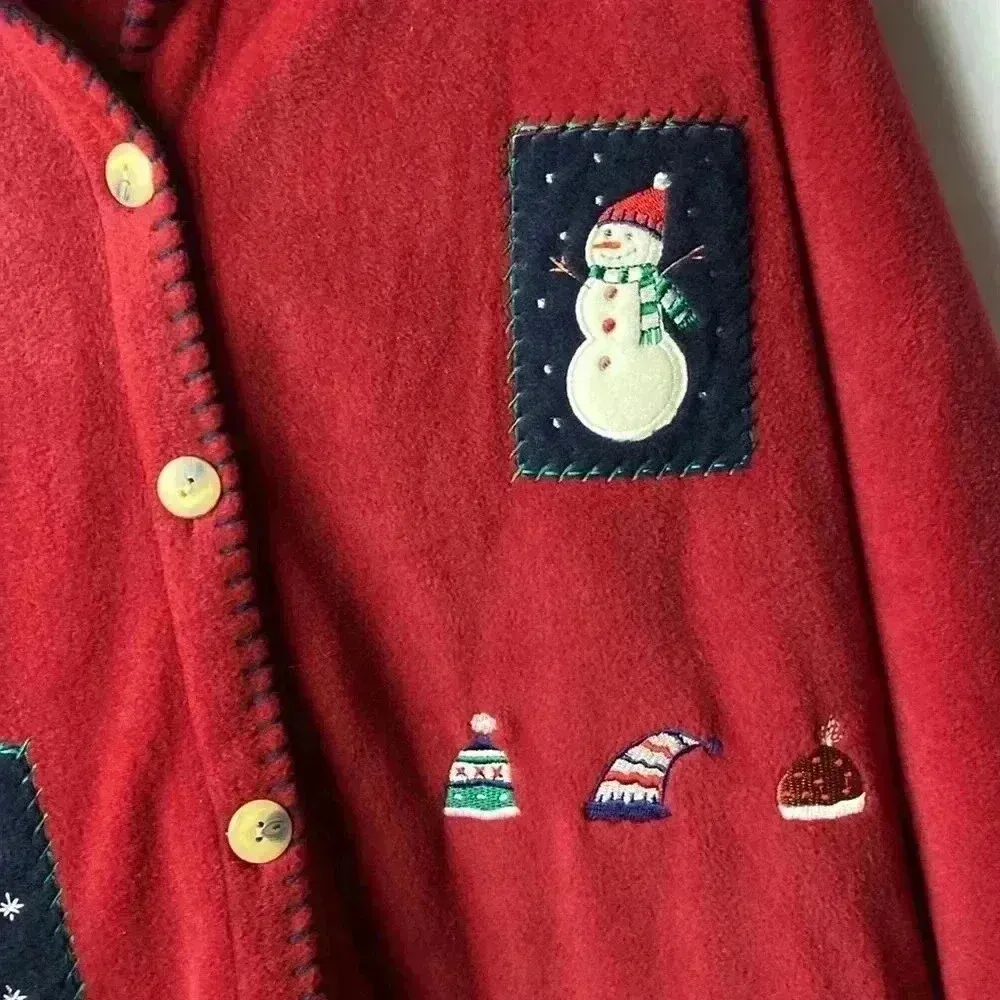 CAPACITY PETITES WO SIZE MEDIUM RED WINE FLEECE WINTER PATCH SHIRT JACKET - Image 7