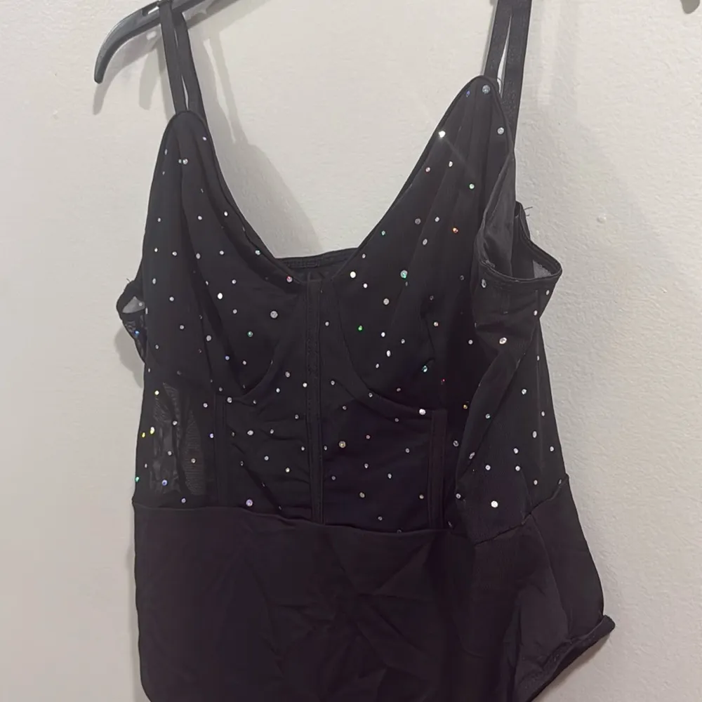Black Bodysuit with Rhinestone Accents - Image 3