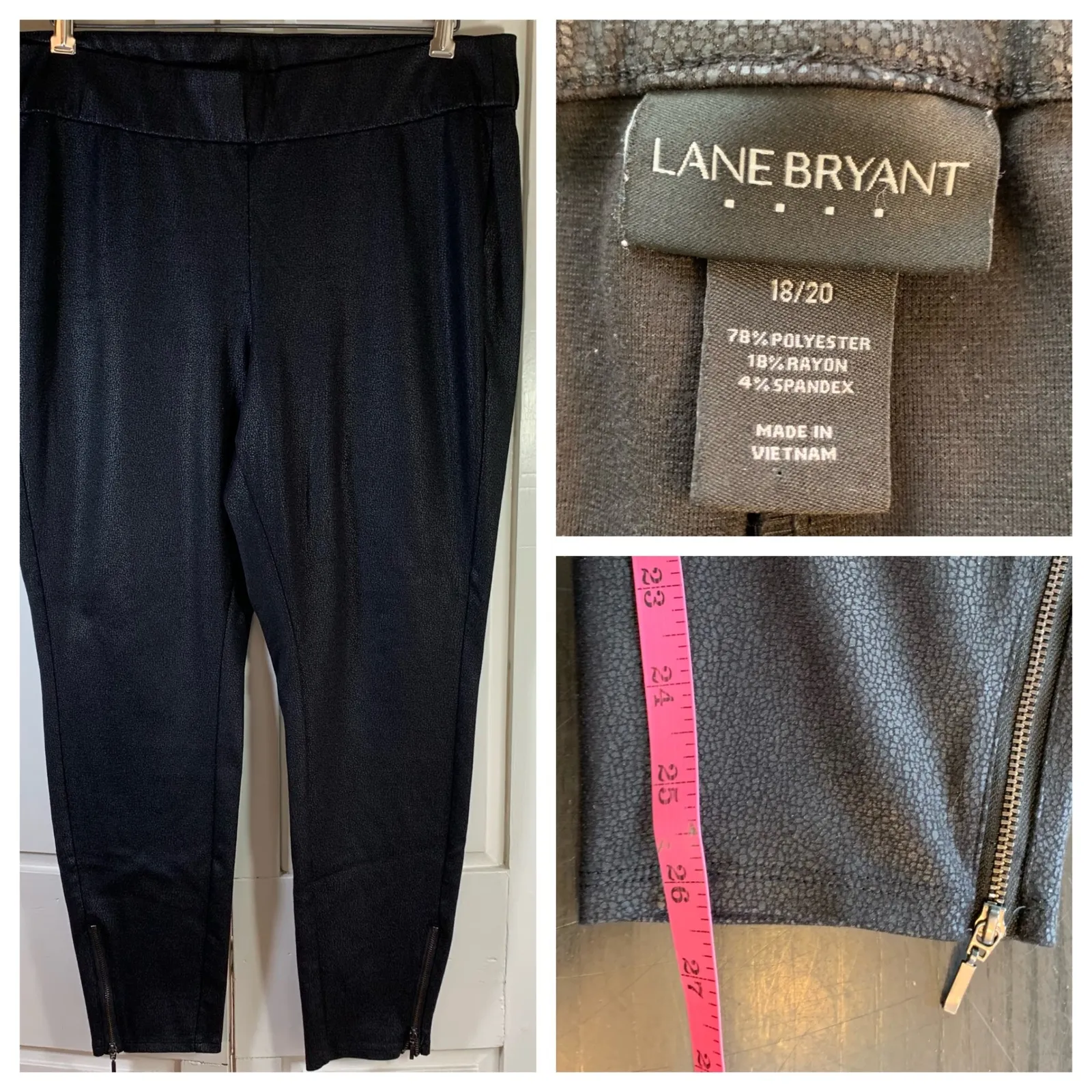 Lane Bryant Black Faux Leather Zipper Ankle Crop Pants Size 18 20‎ - Image 10
