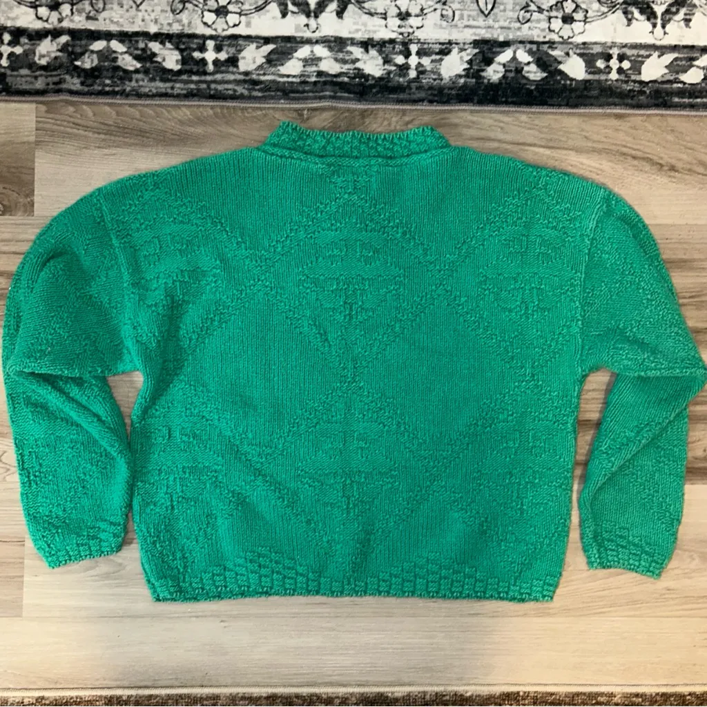 Pastels Teal VTG 90s textured Crew Neck Sweater for Women Green Size M - Image 2