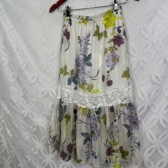 SEE BY CHLOÉ Lace Trimmed Flora Voile Midi Skirt Size‎ 2 NWT $405 - Image 14