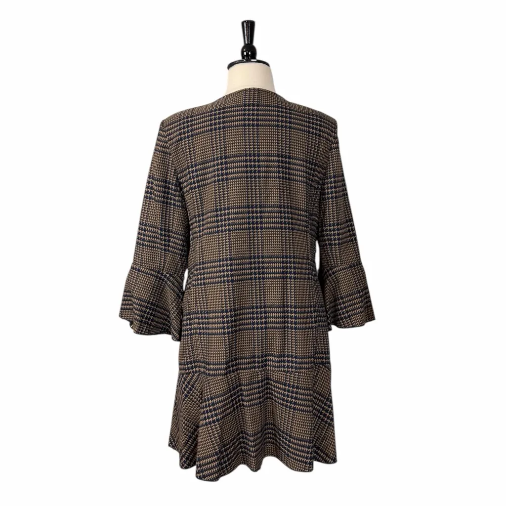 Cabi Flounce Jacket Classic Tartan Check Plaid #3902 Navy Camel Women’s Size XL - Image 5