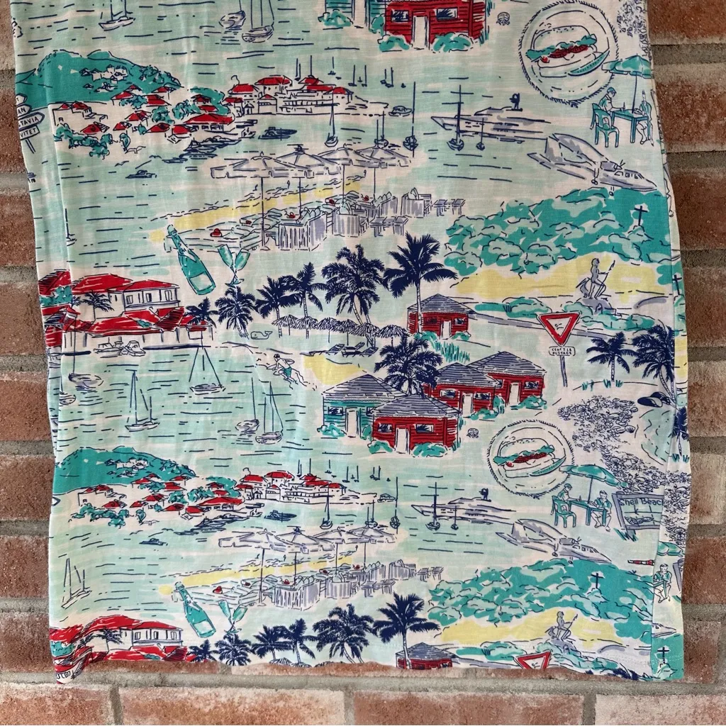 Vineyard Vines Knit T Shirt Dress Coastal Island Village Print XS - Image 3