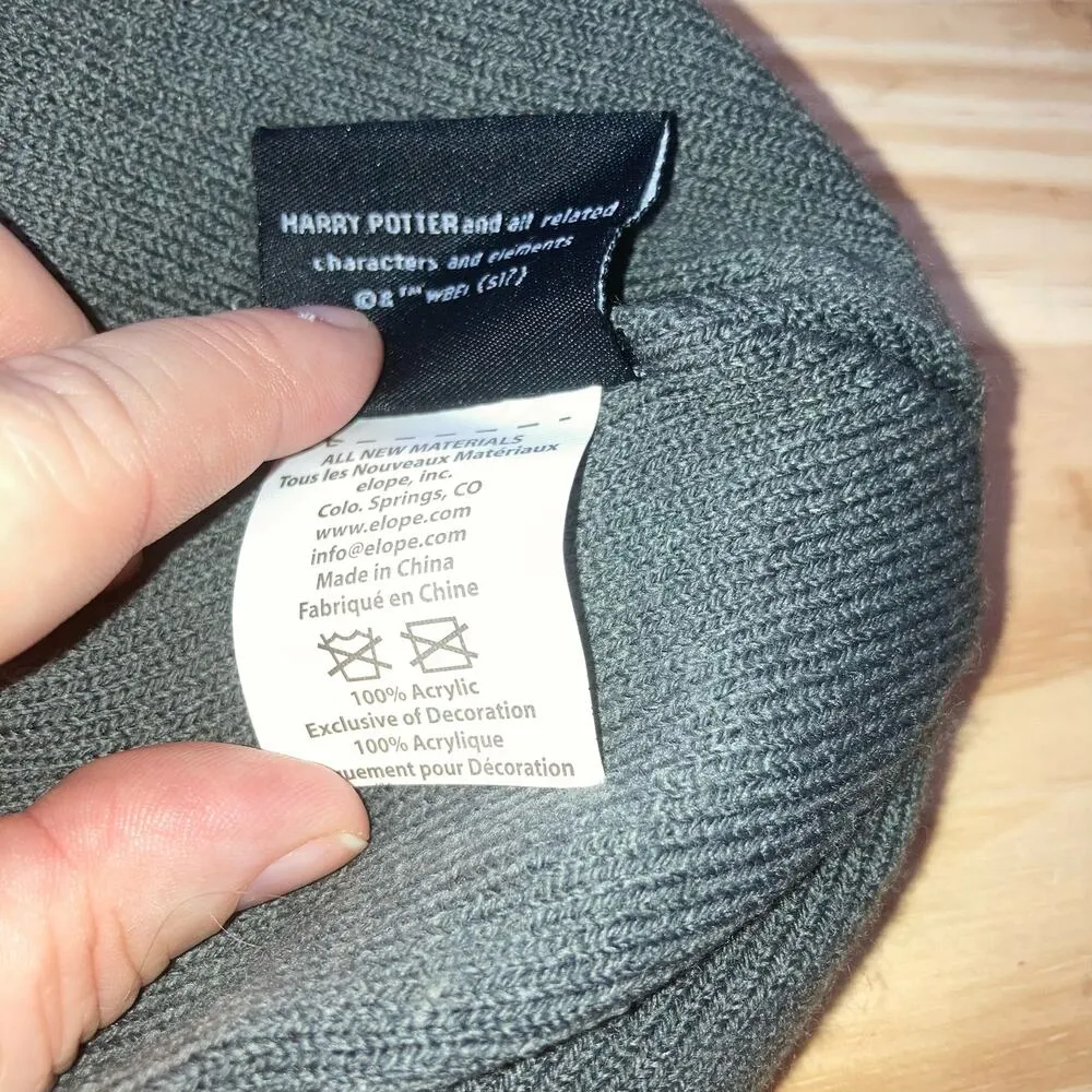 Officially Licensed Harry Potter Hogwarts Reversible Knit Black Gray Beanie-OS - Image 4