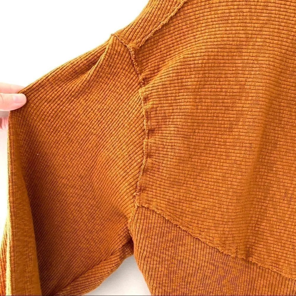 We the Free Waffle Thermal Rust Orange Pleated XS - Image 8