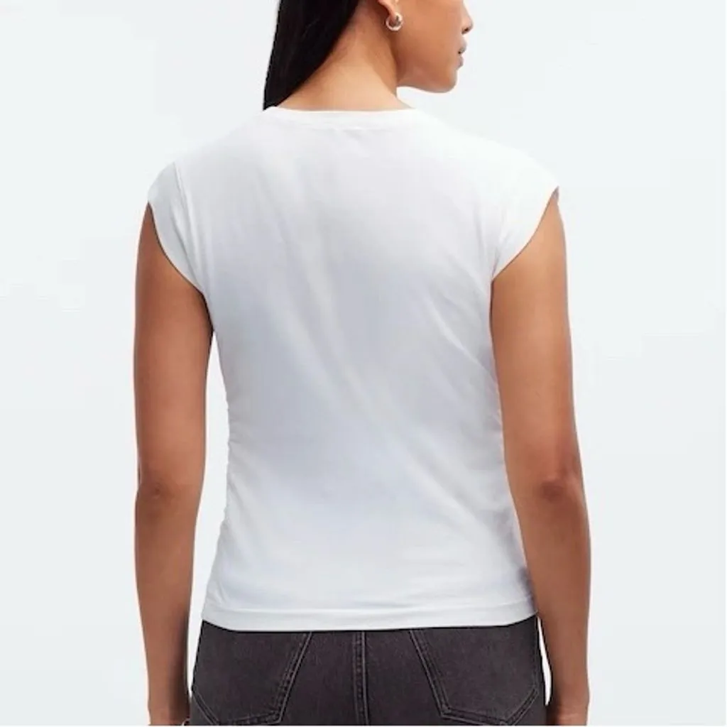 NWT Madewell Women's Side Cinch Muscle Tee White Size L Basic Casual Layering - Image 3