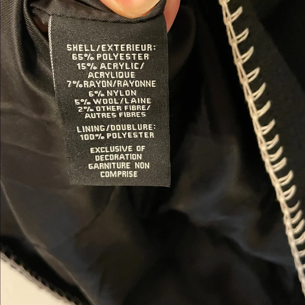 7 For All Mankind TWEED CUT-OUT MINI Black Dress with White Accents Size Large - Image 9