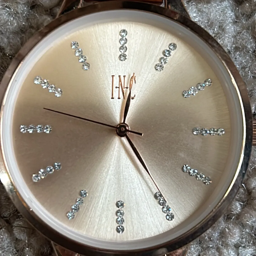 INC international concepts women’s dainty rose‎ gold crystal bracelet watch Pink - Image 3