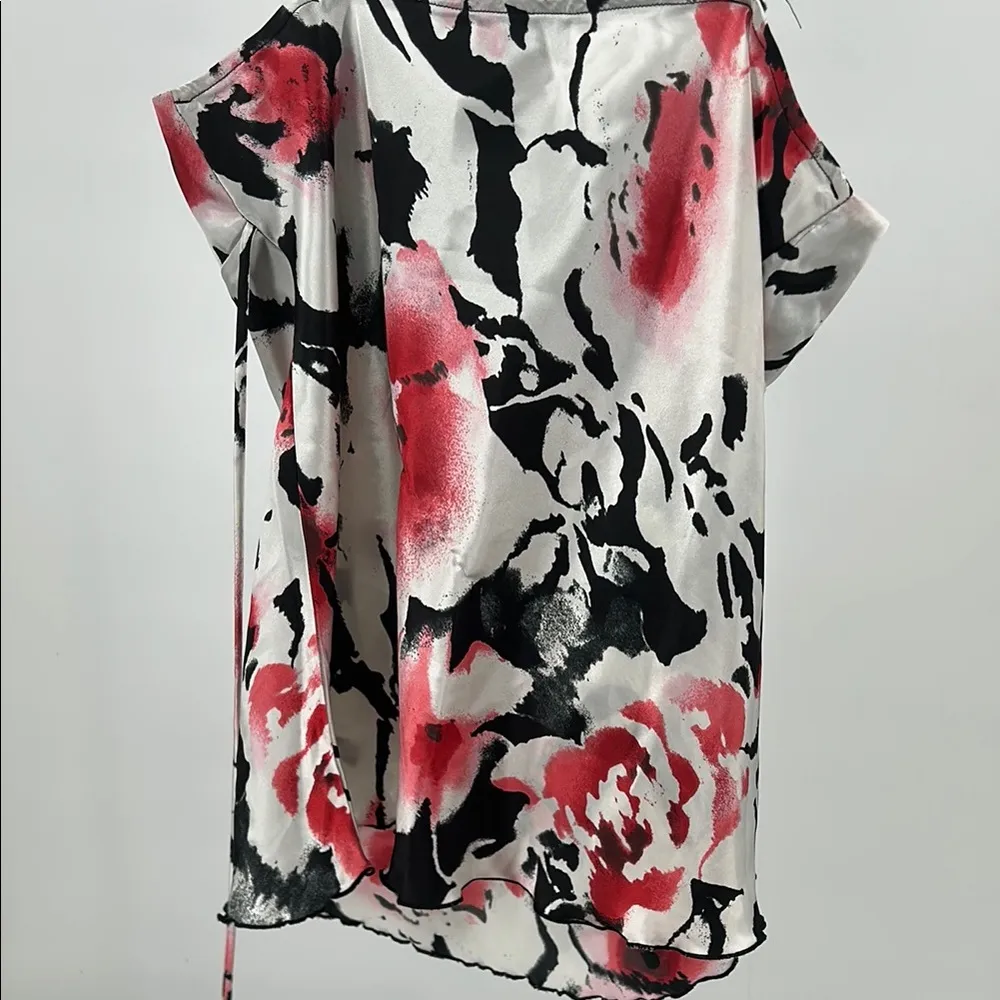 Bwear Black and White floral Y2K Camisole with Tie babydoll silky braided accent Size XL - Image 5