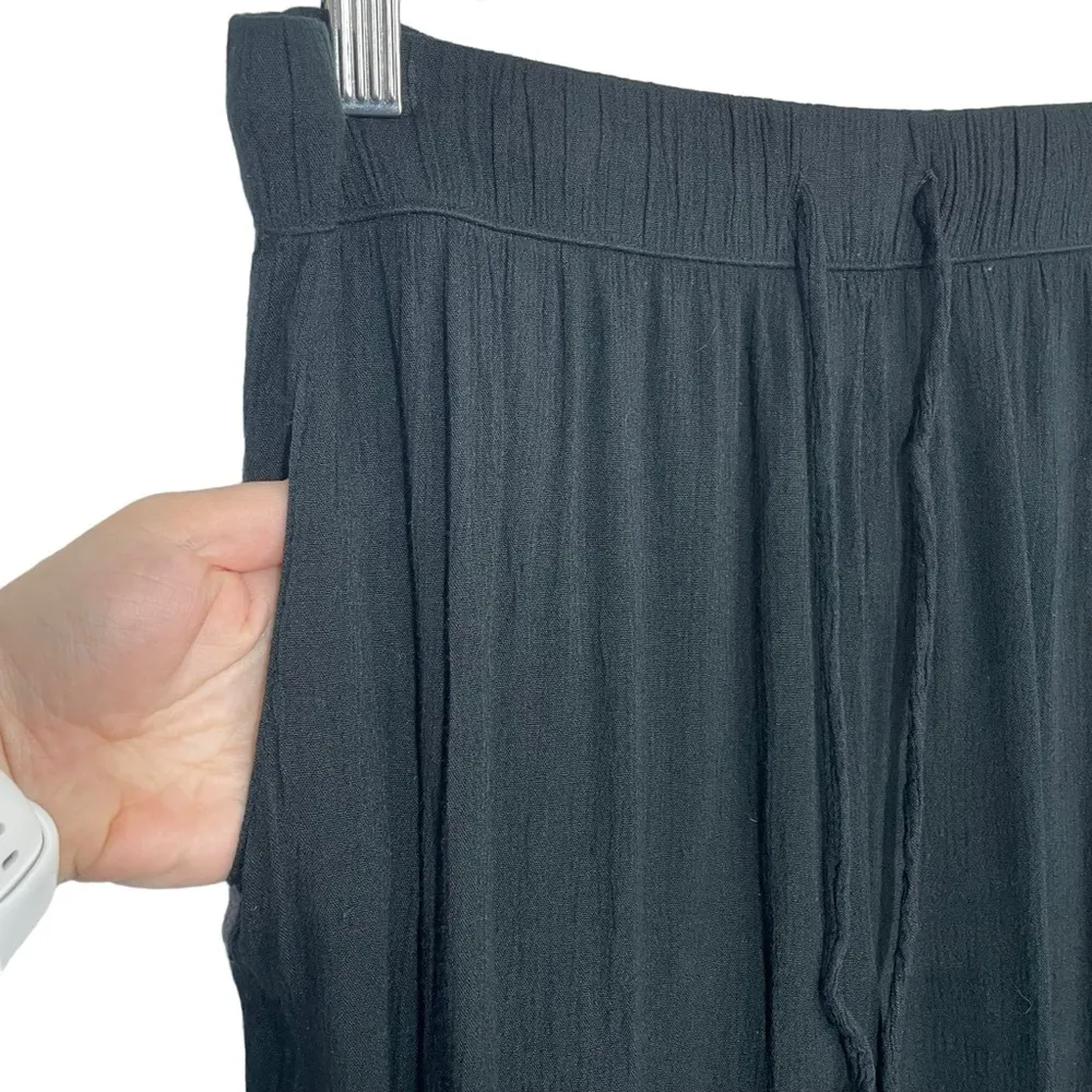 American Eagle Flowy Lightweight Drawstring Viscose Pants in Black Size L - Image 11