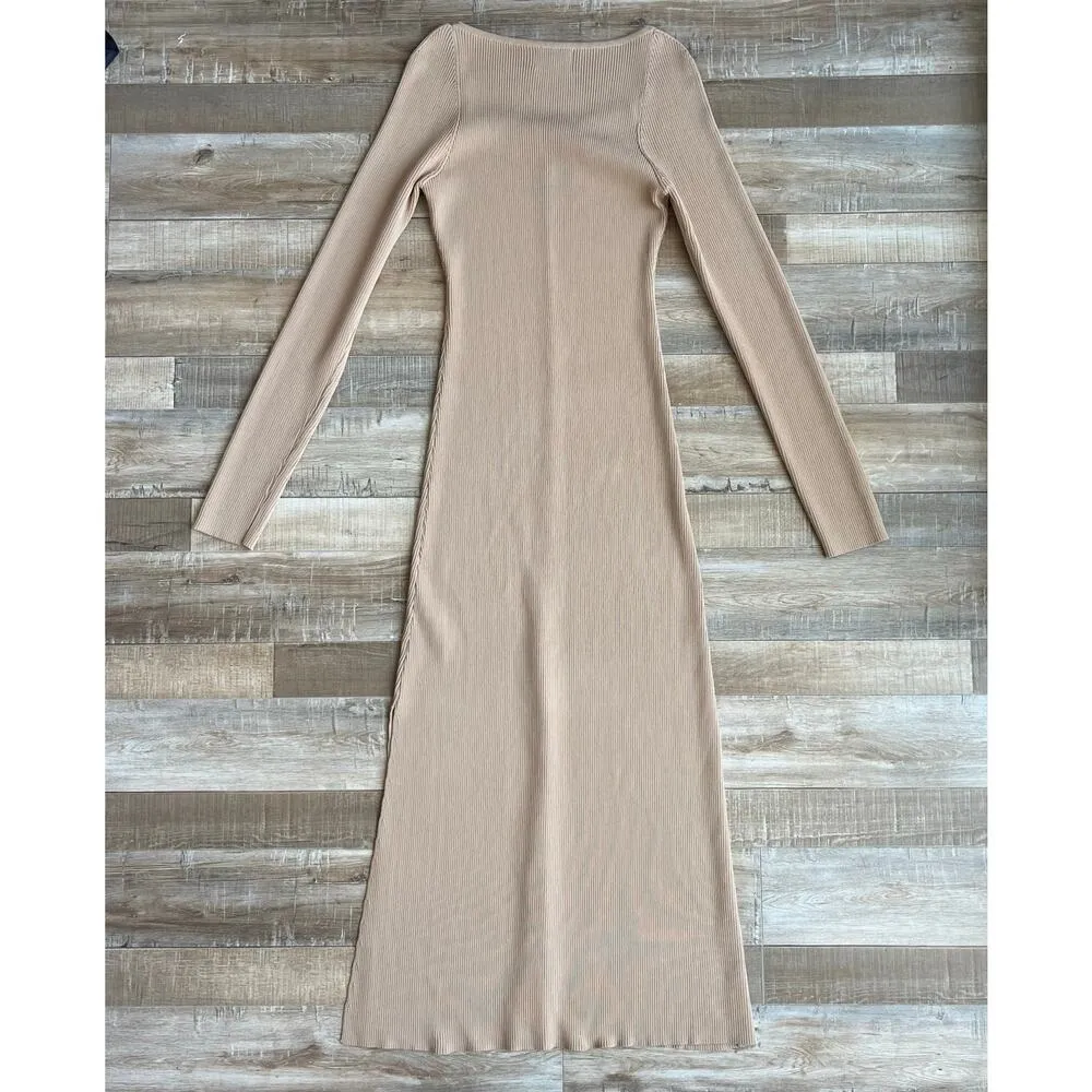 DISSH Lena Long Sleeve Knit Dress in Wheat Size XL Tan - Image 5