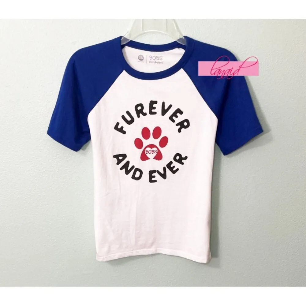 BOBS  Furever Raglan Royal Ivory Paw Print Animal Dog Cat Baseball Tee - Image 2