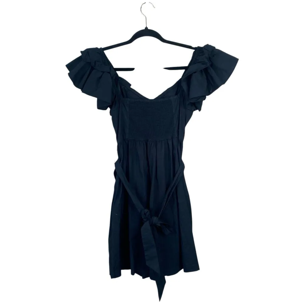 HILL HOUSE The Ana Nap Dress Mini V-Neck Poplin Black Size Small Elegant - Image 4
