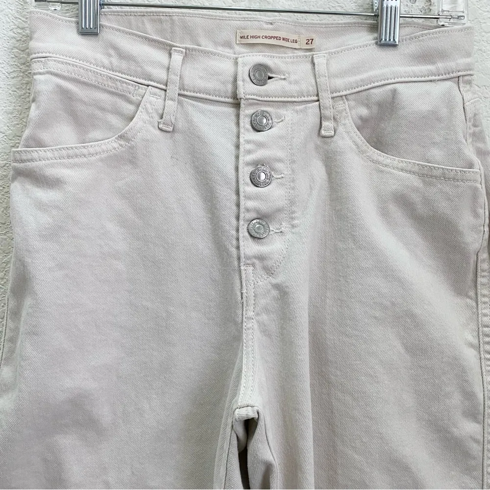 LEVI’S Ivory Beige Mile High Cropped Wide Leg Jeans Size 27 - Image 5