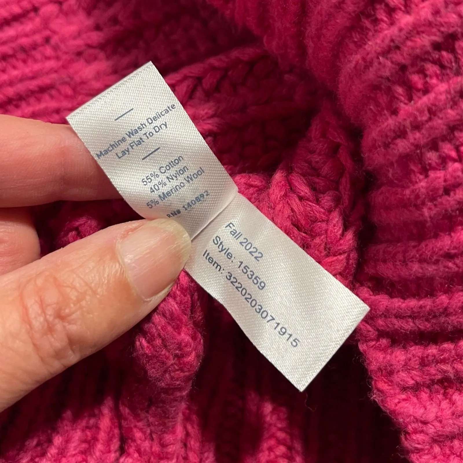 MARINE LAYER Oversized Crewneck Sweater Rose Violet XL Knit Cotton Blend Pink - Image 7