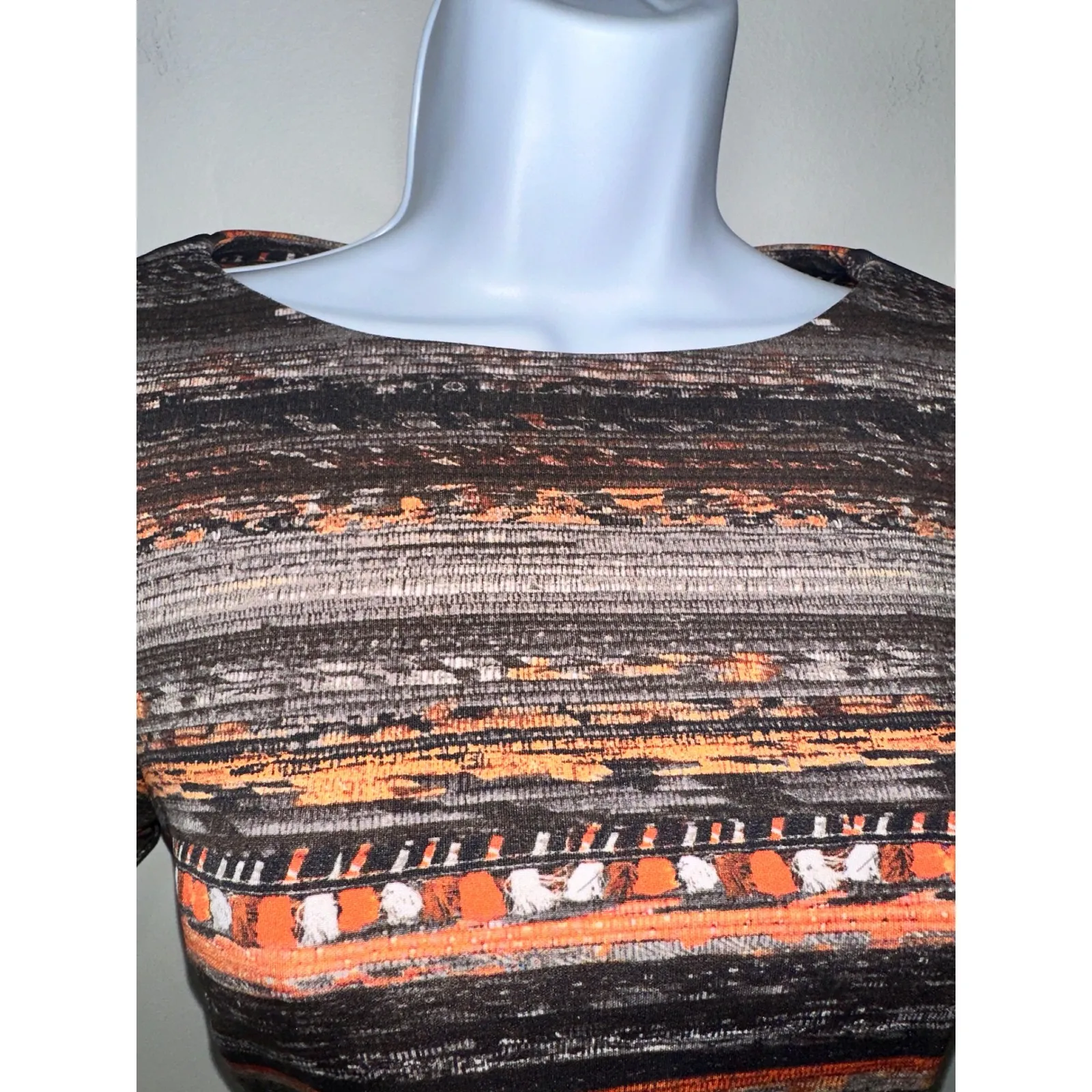 W by Worth Womens Size 0 Black Orange Striped‎ Knit Career Cocktail Dress - Image 4