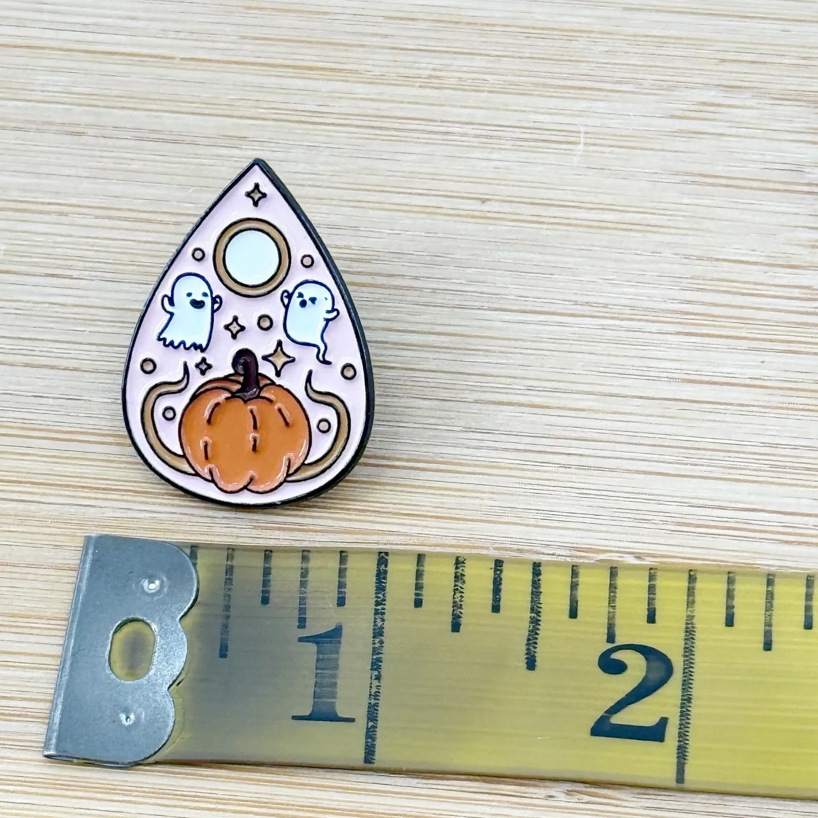 Cute Ghost Planchette Soft Enamel Pin, Cute Ghost Enamel Pins, Spooky Cartoon Pink - Image 3