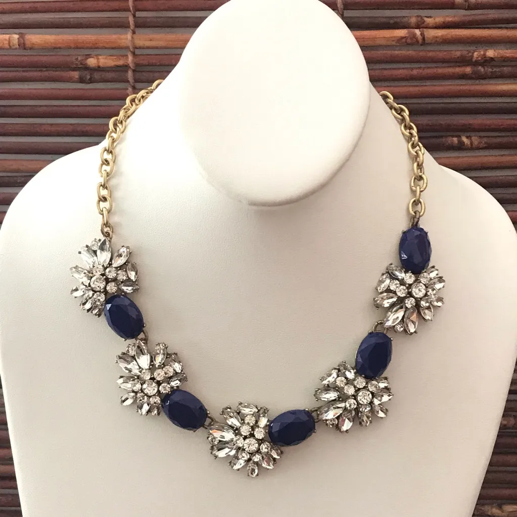 J.  Crew Blue & Rhinestone Glamour Necklace - Image 5