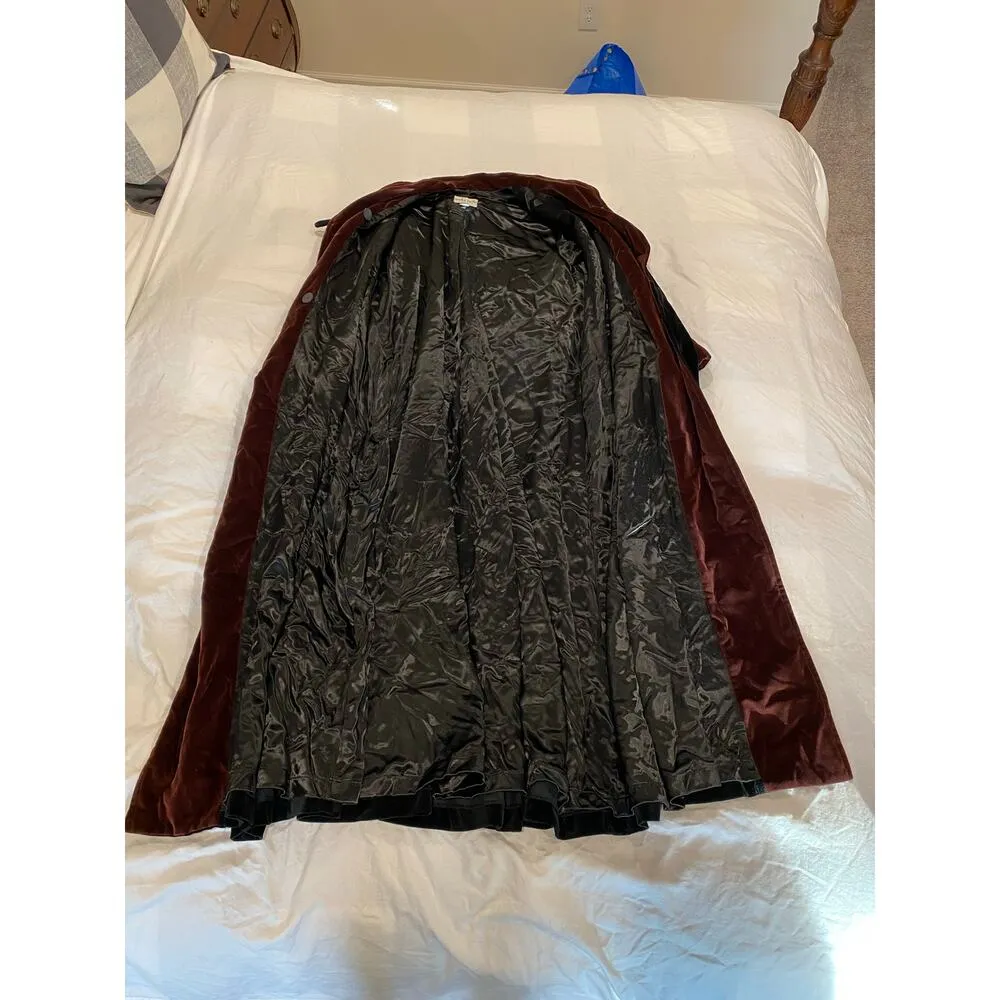 Vintage 80s Monika Turtle Black Velvet Evening Long Swing Coat Womens Size Small - Image 13