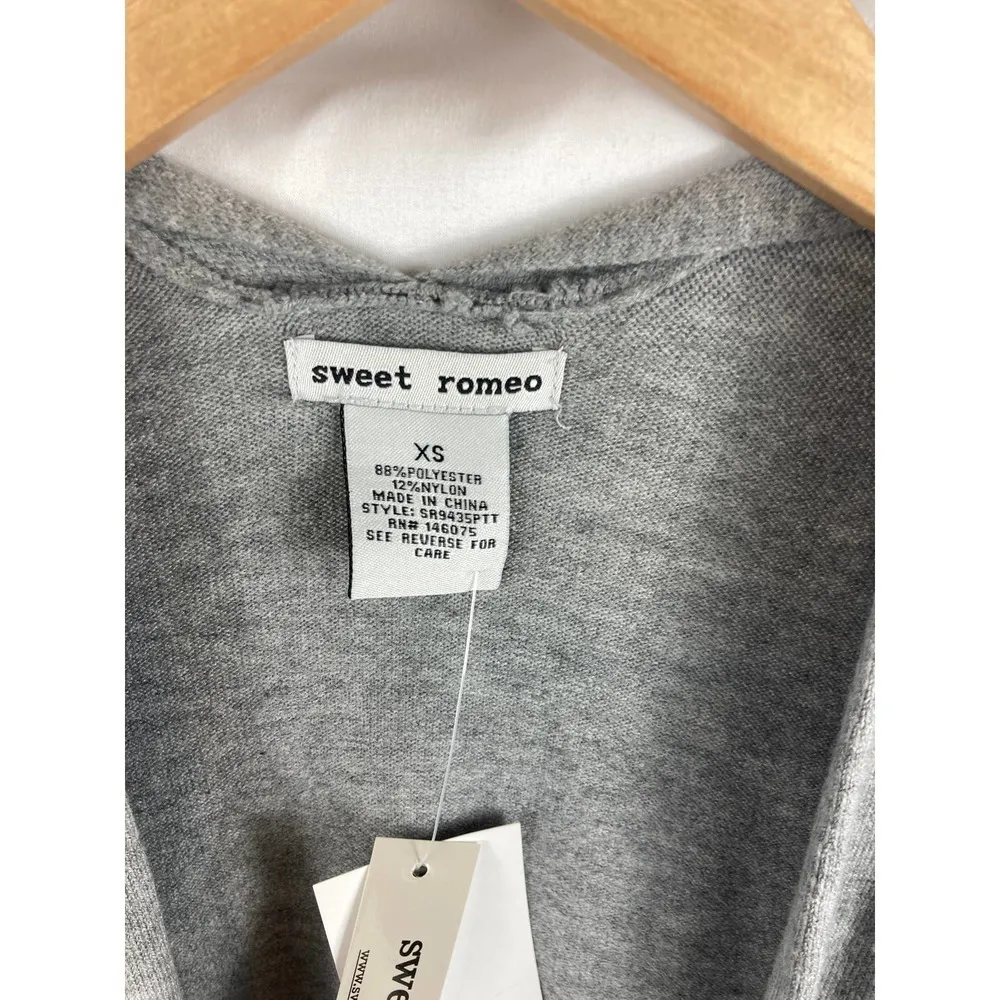 sweet Romeo Simple Open Drape Pocket Knit Mid Thigh Length Cardigan XS - Image 4