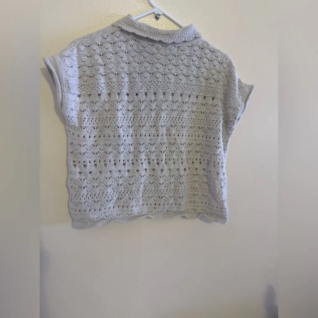 JESSICA SIMPSON Crop Cardigan Sweater Size Large Sage Knitted Casual Winter. - Image 4