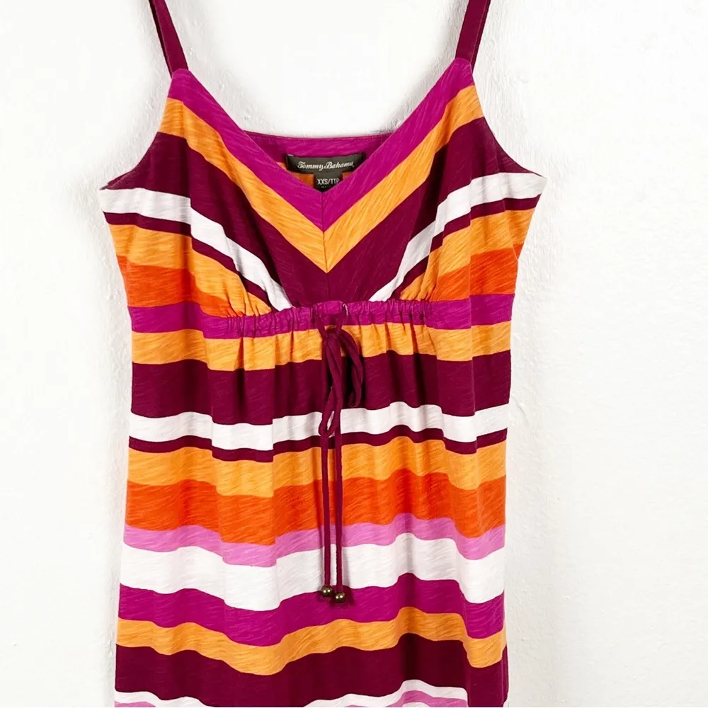 TOMMY BAHAMA 100% Cotton Striped V-Neck Adjustable Straps Dress, Size XXS - Image 9