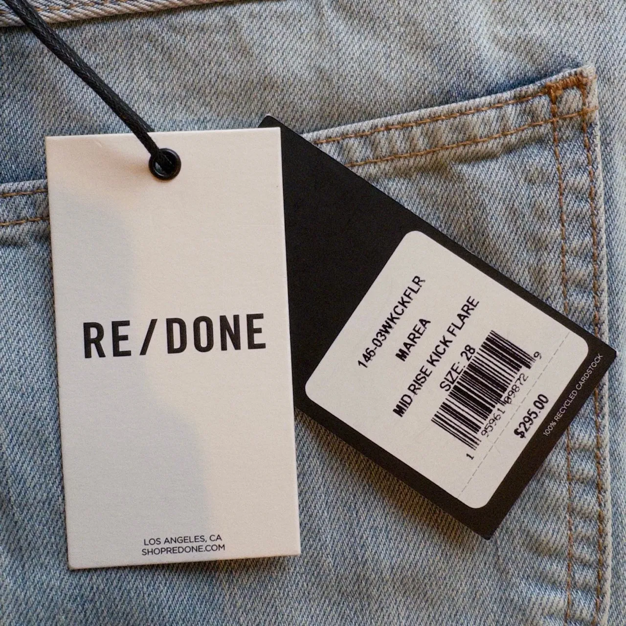 RE/DONE Mid Rise Kick Flare Jeans in Marea Light Wash Denim Size 28 - Image 7