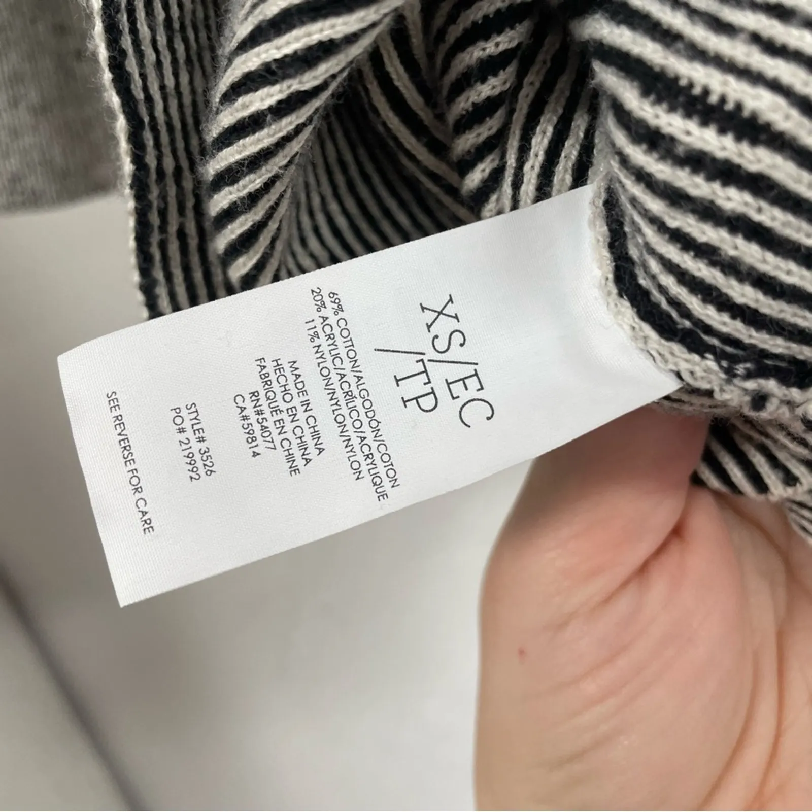 Cabi Black White Striped Boxy Fit Full Zip Cardigan Sweater Women XS Lagenlook - Image 8