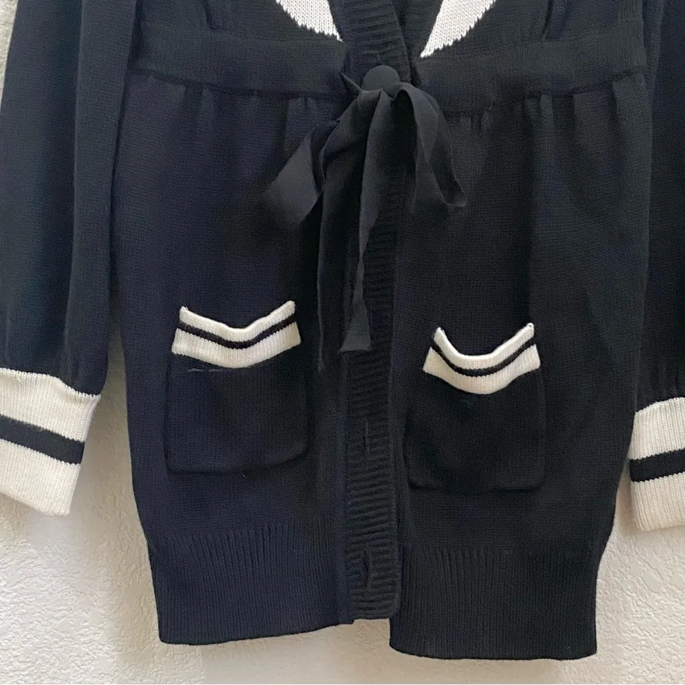 TWELVE by TWELVE Los Angeles Black & White Long Cardigan Sweater Size L - Image 8