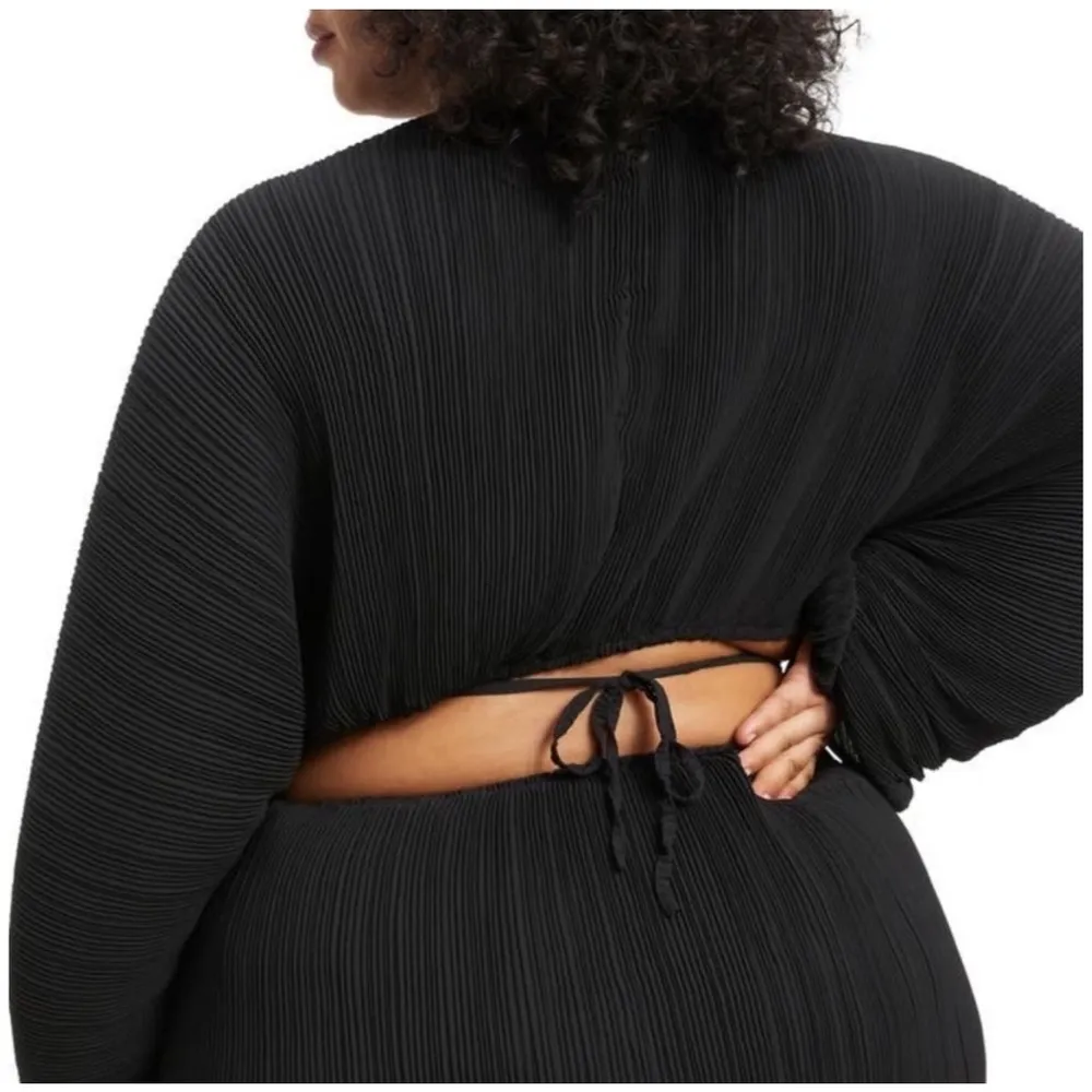 Good American Plissé Sculpted Long Sleeve Cutout Black Mini Dress, NWT, Size 3/4 - Image 5