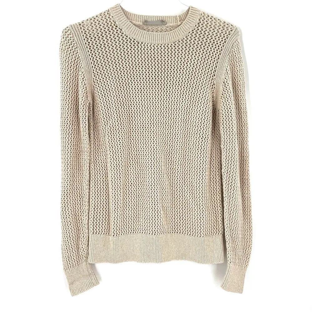 Everlane Mesh Soft Cotton Pullover Crewneck Sweater in Praline - Image 4