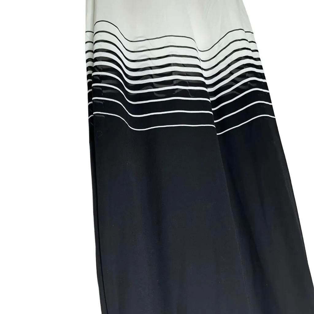 Vince Camuto Chiffon Overlay Tank Maxi Dress Size Medium Black White Sleeveless - Image 4