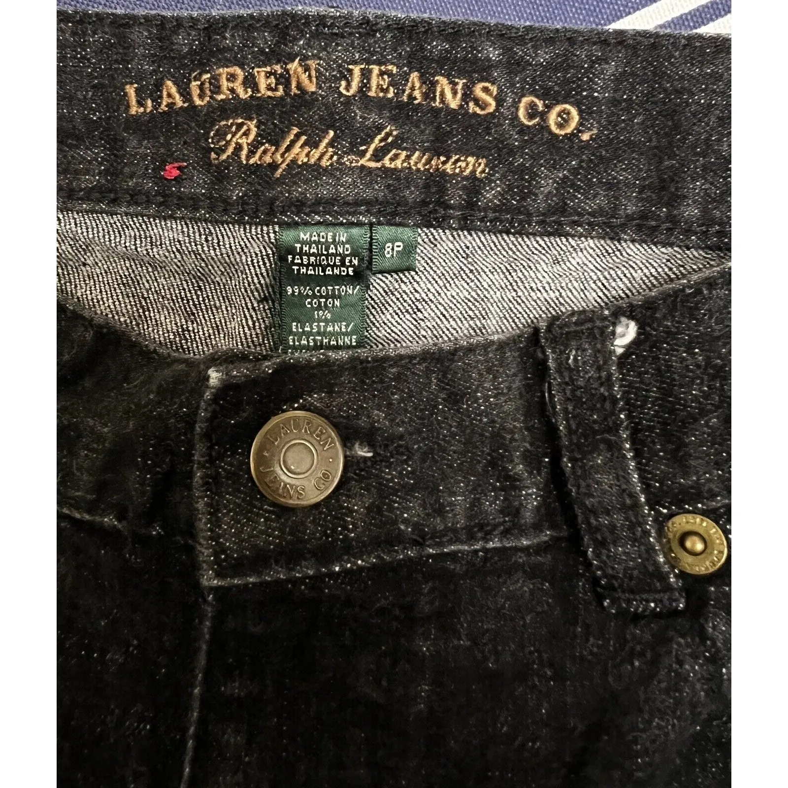 Lauren Ralph Lauren Jeans Womens Size 8P Black Denim‎ Pants Raw Hem Crop 421506 - Image 12