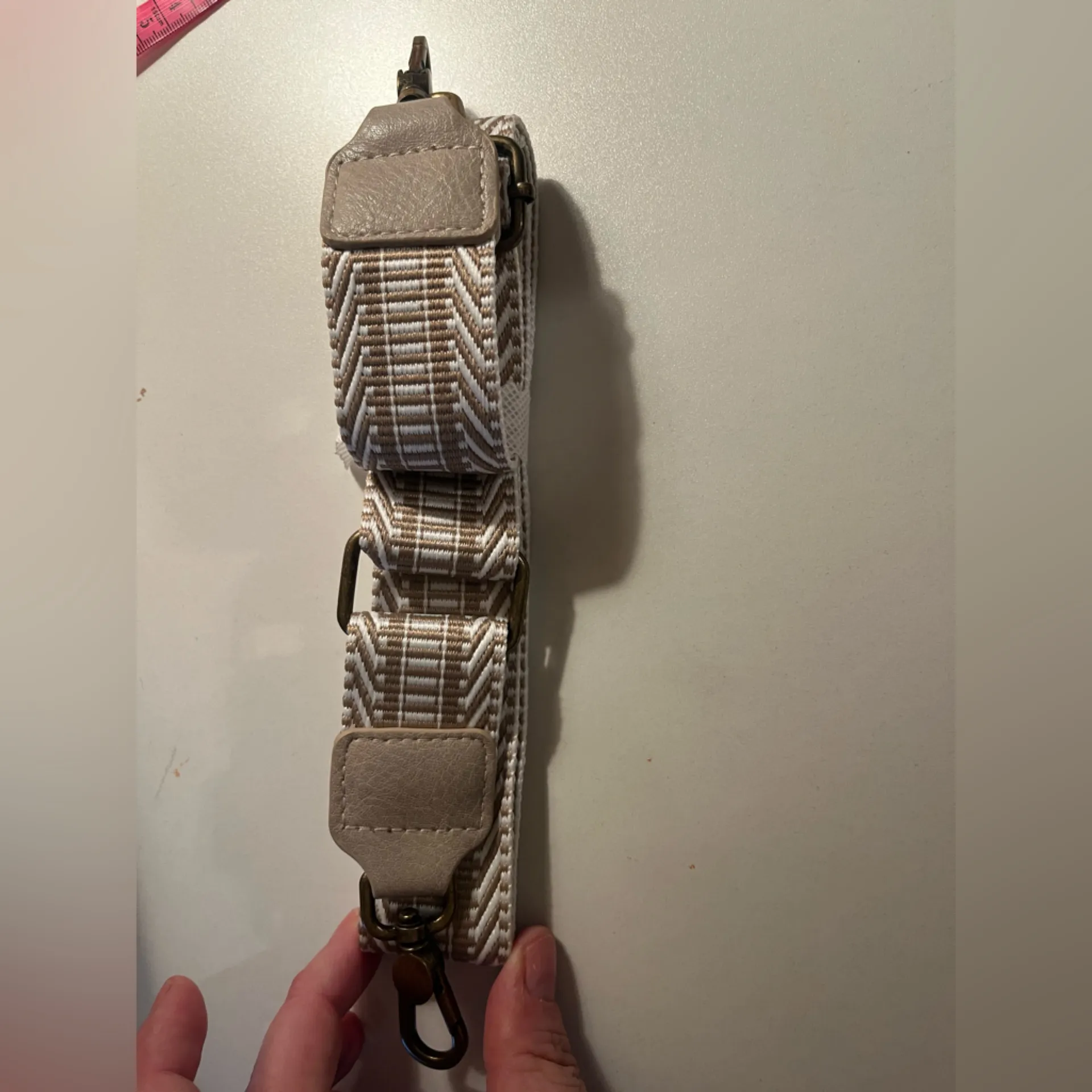 NWT Yarnic Beige Faux Leather Crossbody Bag | Triple Compartment Tan - Image 8